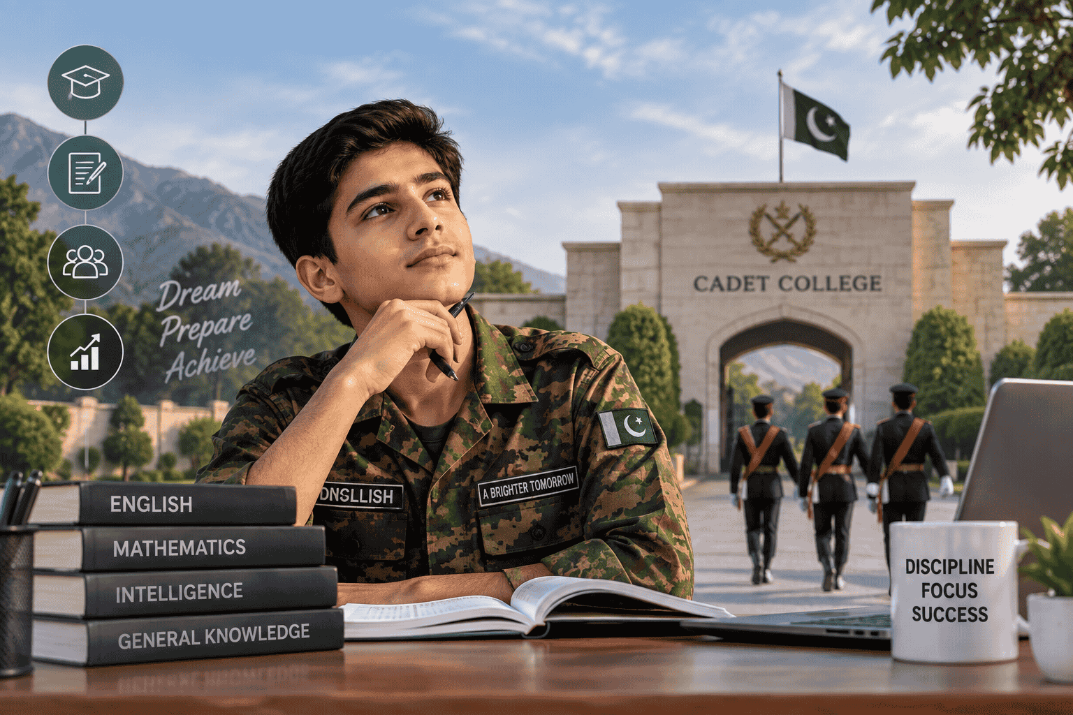 Student preparing for Pakistan Scouts Cadet College Batrasi Class VII entry test